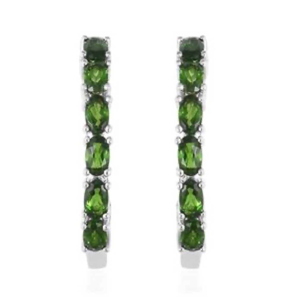 Russian Diopside Inside Out Hoop Earrings